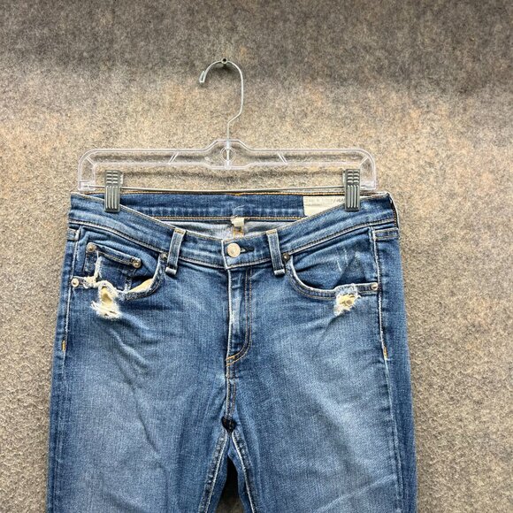 Rag & Bone Jeans Womens 29 Blue Distressed Skinny Denim Intermix Ripped USA - Picture 7 of 10